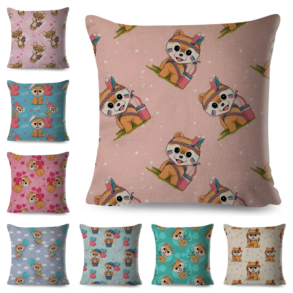 

Мультяшный Чехол-Подушка для домашних животных, разноцветный лоскутный чехол с милыми животными, чехол для детской комнаты, дивана, дома