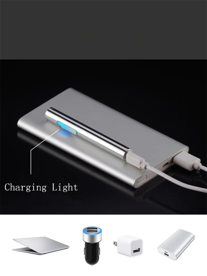 Тонкая мини зажигалка с USB зарядкой перезаряжаемая Электронная портативная