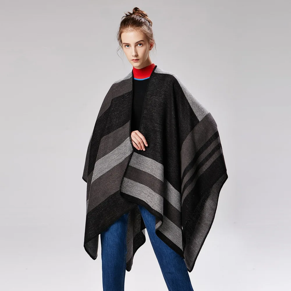 

Striped Simple Not Simple Highland Style Trip To Tibet Trip Shaw Party PARTY Concert Cloak Computer Knitted Thick Plaid