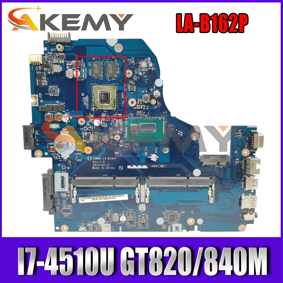 

Для Acer EK-571 E5-531 E5-571G V3-572G Материнская плата ноутбука W/ I7-4510U Процессор GT820/840 м 2G-GPU 100% рабочая Z5WAH LA-B162P LA-B991P