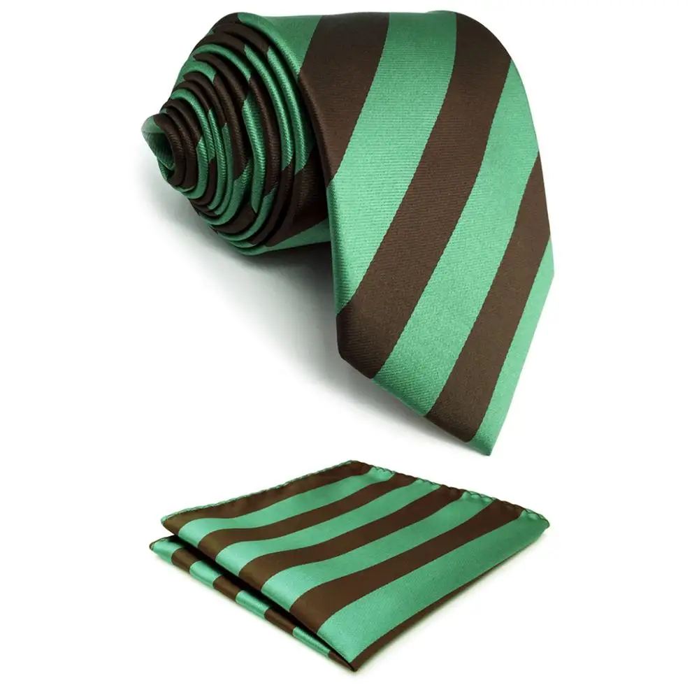 C27 зеленый коричневый полосатый Шелковый мужской галстук набор Модный