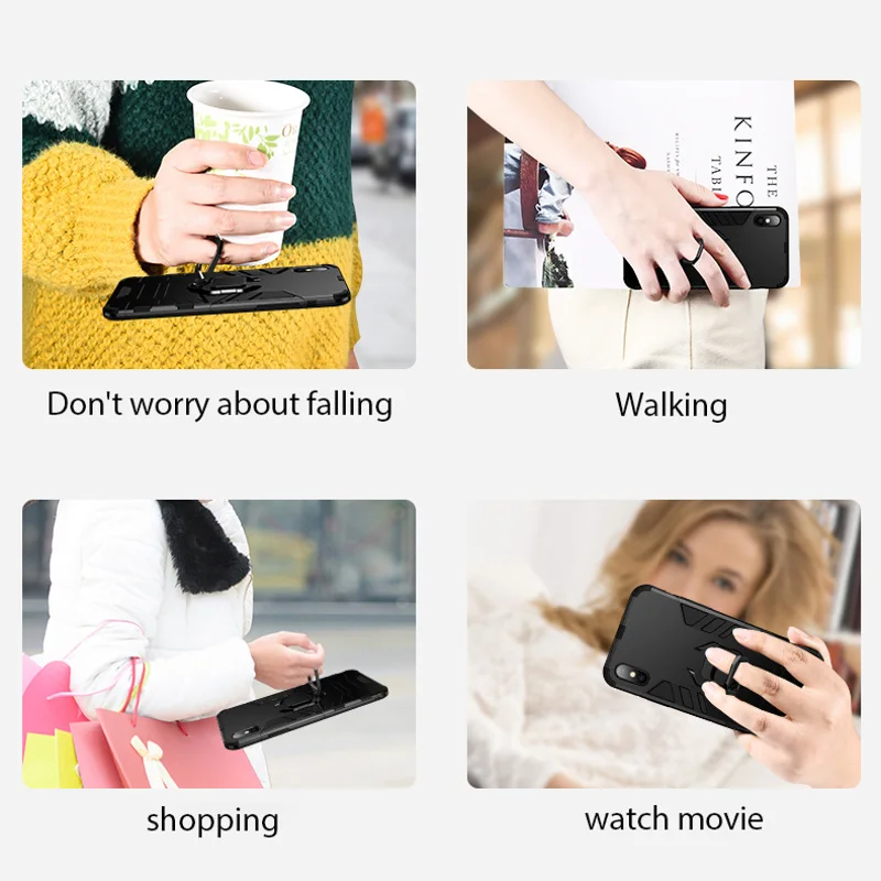 

For Xiaomi Redmi Note 9 Pro 9S 8T 8 Case Ring Holder Armor Case For Xiaomi Mi Note 10 Lite Redmi 10X Poco X2 F2 Pro Etui Cover