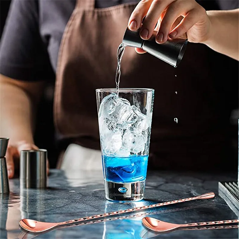 Розовое золото коктейльное ложка бар перемешивание для перемешивания шейкер