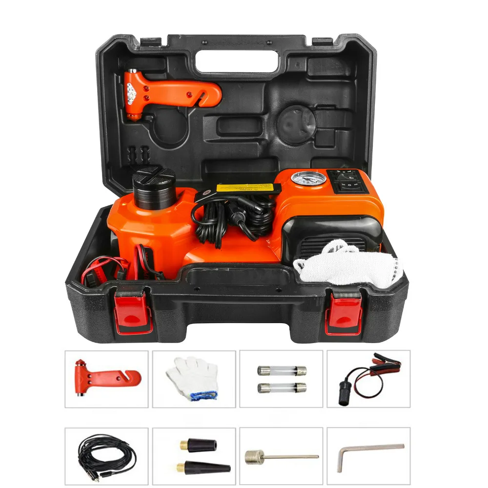 12V 5Ton Car Jack Tire Electric Hydraulic Lift lift Inflator Flashlight Safe Hammer 3 in 1 | Инструменты