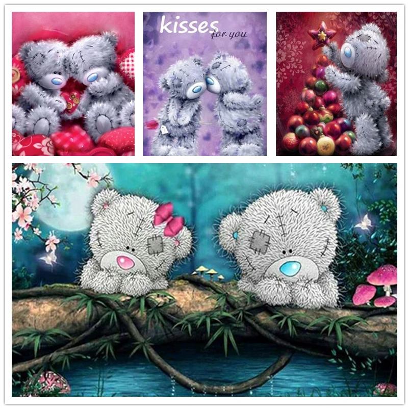 5D алмазная картина милое животное плюшевый медведь круглая Алмазная вышивка