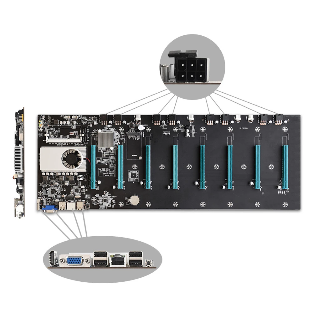 Высокое качество ETH BTC Майнер материнская плата расширяемый порт 8 * PCIE 16X /4 USB2.0 /DDR3