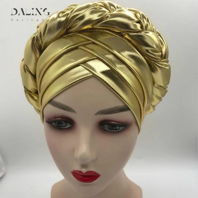 

latest aso oke auto gele headtie 2020 Already Handmade african Cap Nigerian Wedding Gele women braid turbans Ladies head wraps