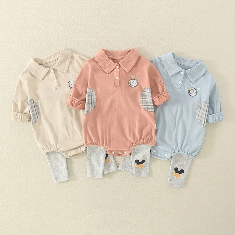 

Newborn Baby Fart Romper baby boy clothes sets Infant long Sleeve Bodysuit +Pant Toddler Boy Outfits