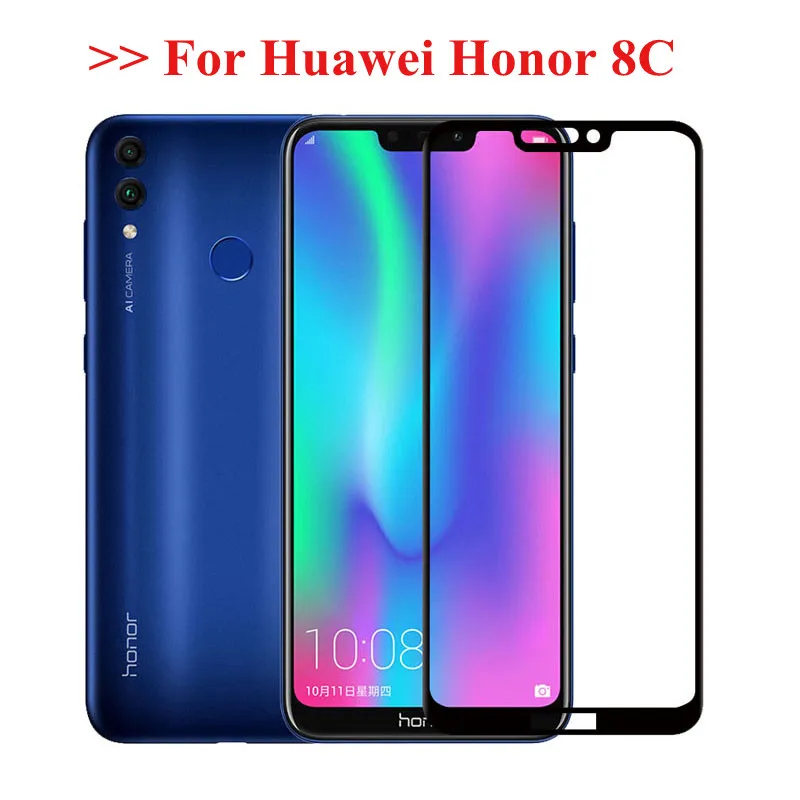 Закаленное стекло для Huawei Honor 8c 8C защитное оригинальное полное покрытие honor 8 c