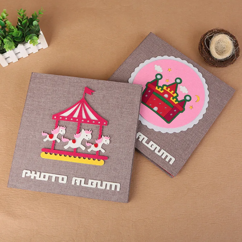 

Альбом «сделай сам» из мультфильма для пары, качественные фланелевые льняные Фотоальбомы для семейной свадьбы, скрапбукинг 18 дюймов, Детск...