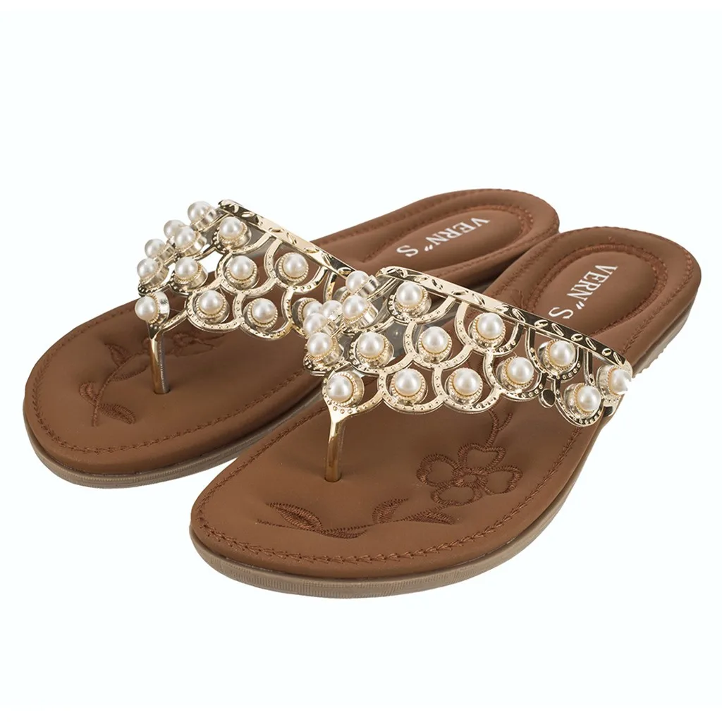 Шлепанцы в богемном стиле женская летняя пляжная обувь ретро повседневные