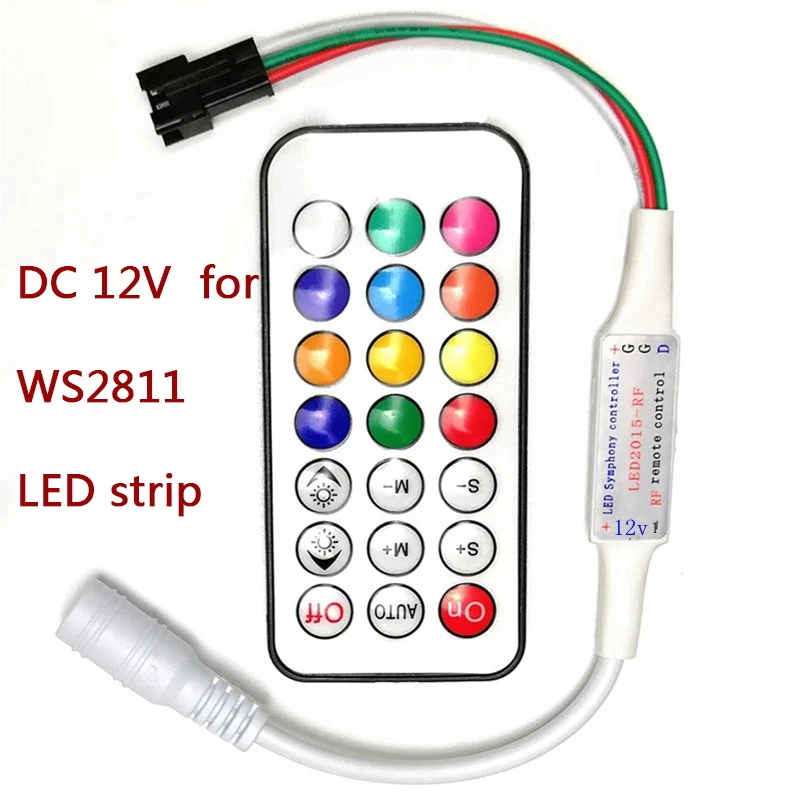 Миниатюрный светодиодный RGB контроллер 3 кнопочный радиочастотный 14key 21key для WS2811