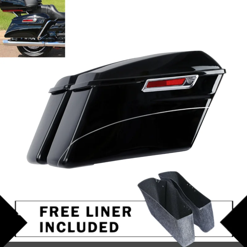 Яркие черные жесткие седельные сумки для мотоцикла подходят Harley Touring Road King Glide