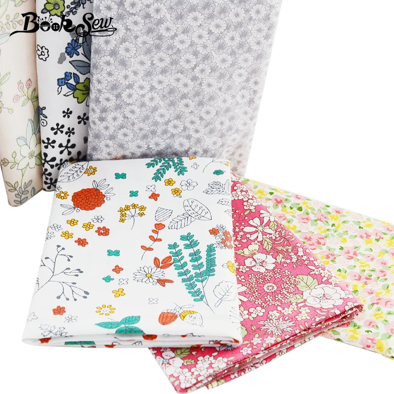 Booksew 100% хлопок печатная ткань в цветочек краситель метр Текстиль 6 шт./лот 40 см x 50
