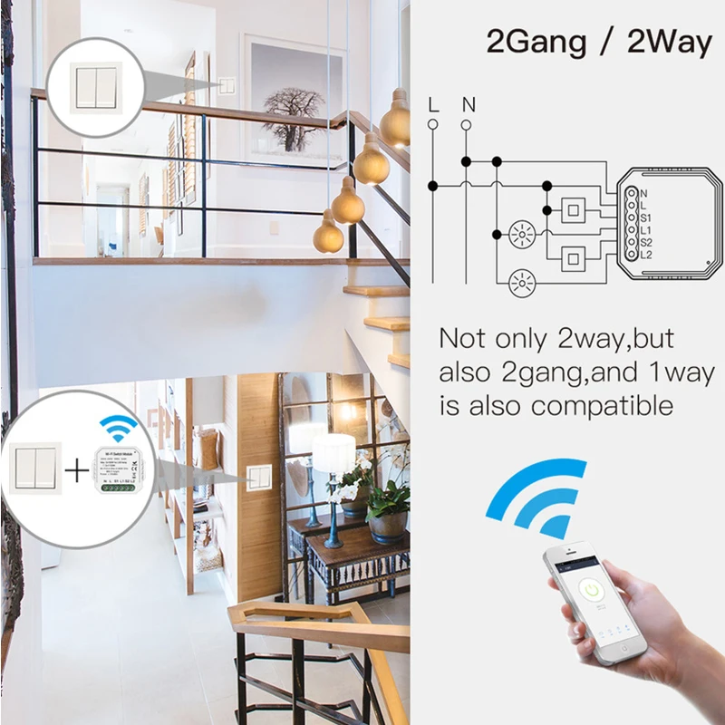 Wifi настенный смарт-переключатель 2 Grand Way Diy выключатель Умный жизненный модуль