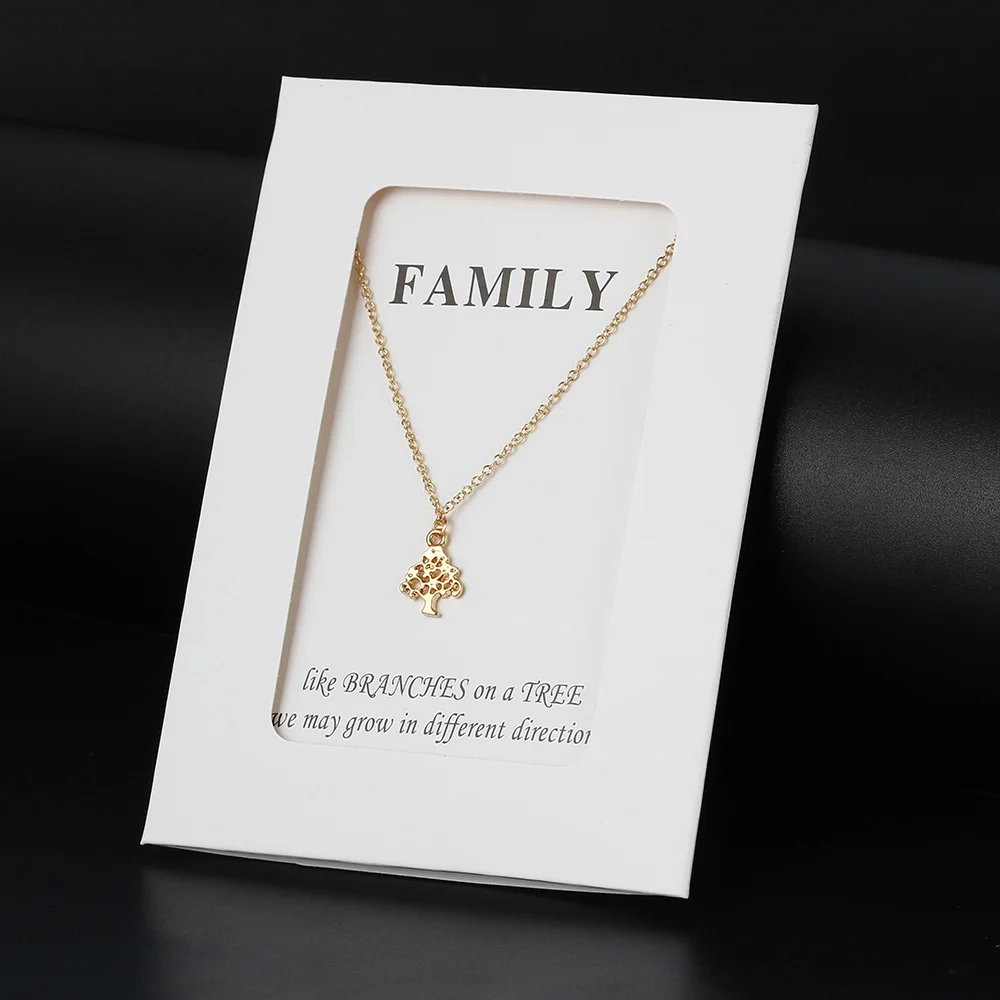 Wish Card семейное пустое Дерево жизни ожерелье для женщин кулон золотой серебряный