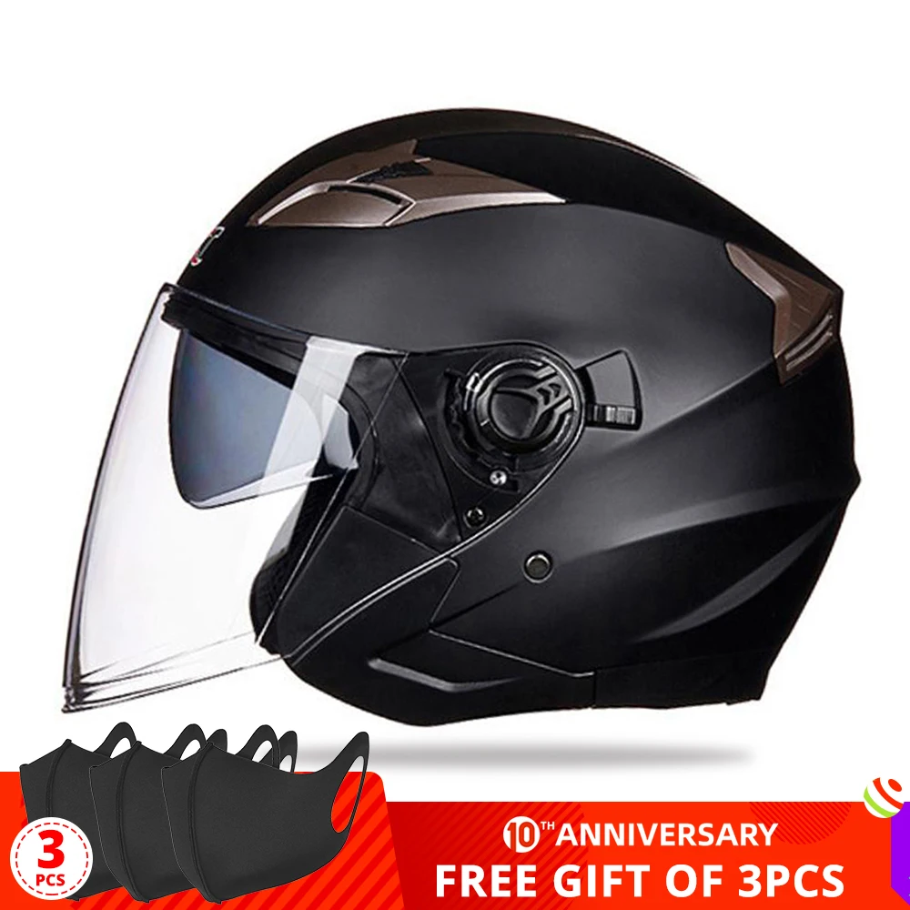 

Мотоциклетный шлем с открытым лицом GXT, с двойными стеклами, для мужчин и женщин, летний, для скутера, мотоцикла