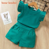 bear leader girls clothing set 2021 summer new casual kids solid clothes vest and pants 2pcs outfits girl baby costumes 3 7y