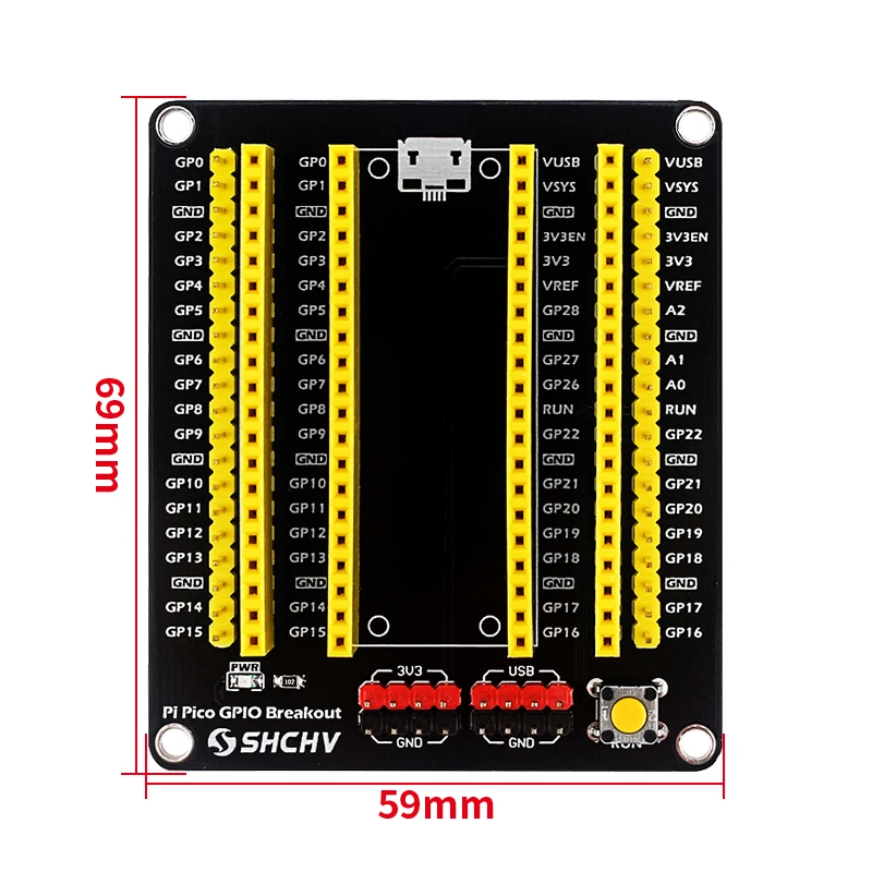 Плата расширения Raspberry Pi Pico переходник с выключателем GPIO со штыревыми и
