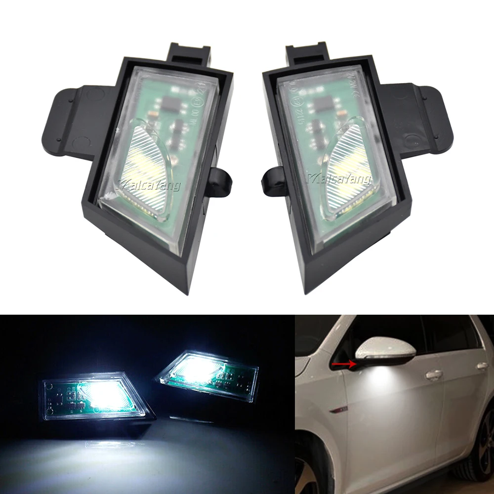 

White Canbus No Error Side Under Mirror Lamps LED Puddle Light For VW Golf 7 MK7 VII Variant Sportsvan Touran II MK2 all track