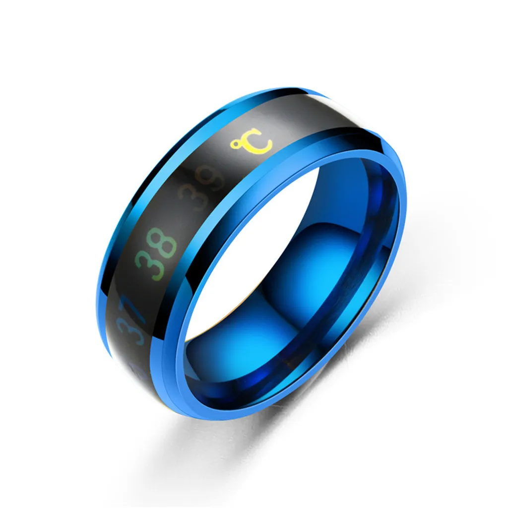 Модный стиль интеллигентая(ый) Температура обручальное кольцо Альянс Anillos Aneis Температура Дисплей Кольца из нержавейки# бабки