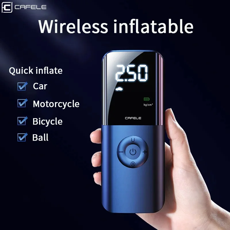 

Cafele 150 PSI Wireless Car Compressor Portable Car Tyre Inflator Electric Air Pump For Car Motorcycle Tire Pressure Gauge Bike