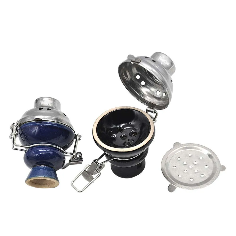 Керамическая чаша для кальяна с металлическим ветровым стеклом и углем | Дом сад