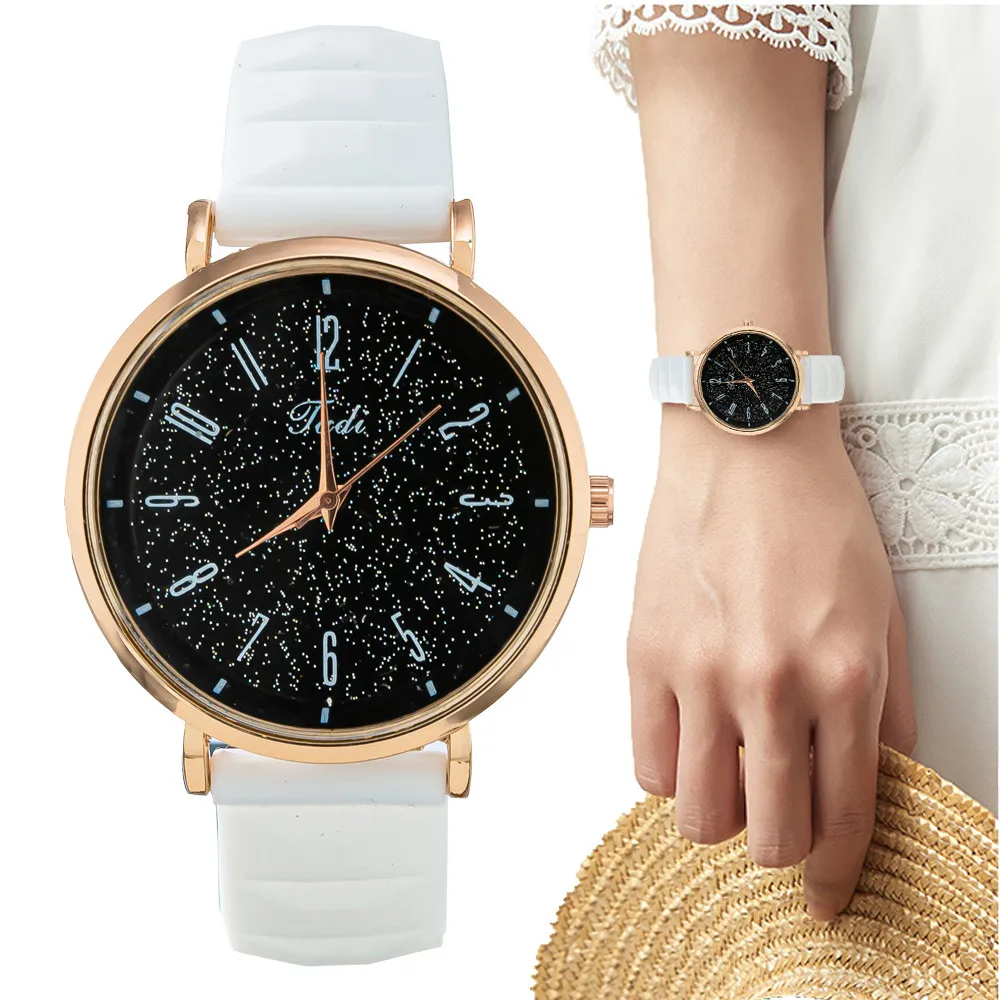 

Ultra-thin Starry Sky Dial Watches Women Fashion Quartz Silica gel Wristwatches Elegant Ladies Watch Female Clock Zegarek Damski