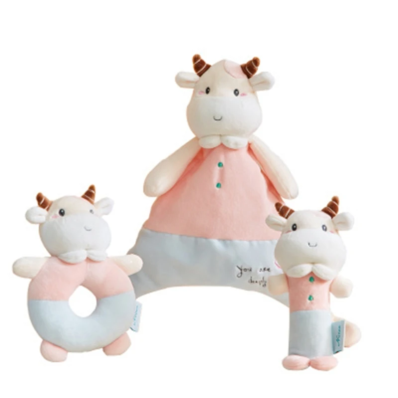 

Calf Infant Dolls Baby Rattle BB Sound Plush Toy Newborn Toddler Cartoon Appease Towel