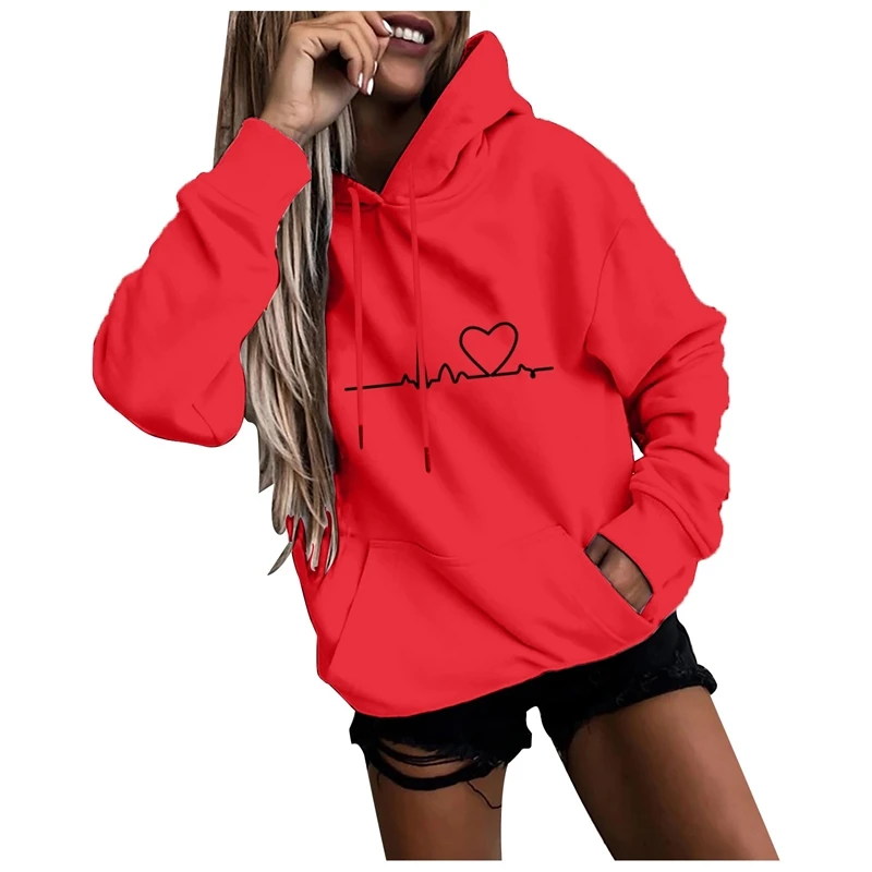 

Women's casual Hoodie, heart-shaped, loose sportswear, Hoodie