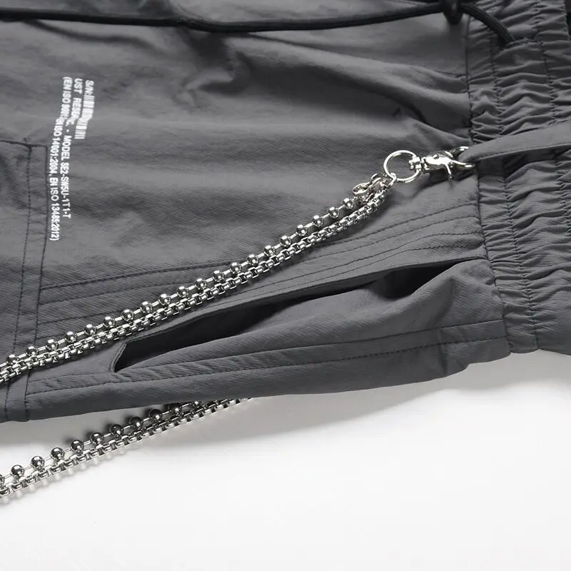 

Men's Summer new solid Multi Pocket Shorts Street loose drawstring Sports shorts