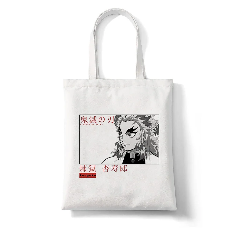 

Demon Slayer Shopper Bag Anime Shopping Bags Rengoku Kyoujurou Kimetsu No Yaiba Canvas Tote Bag Handbags Harajuku Shoulder Bags