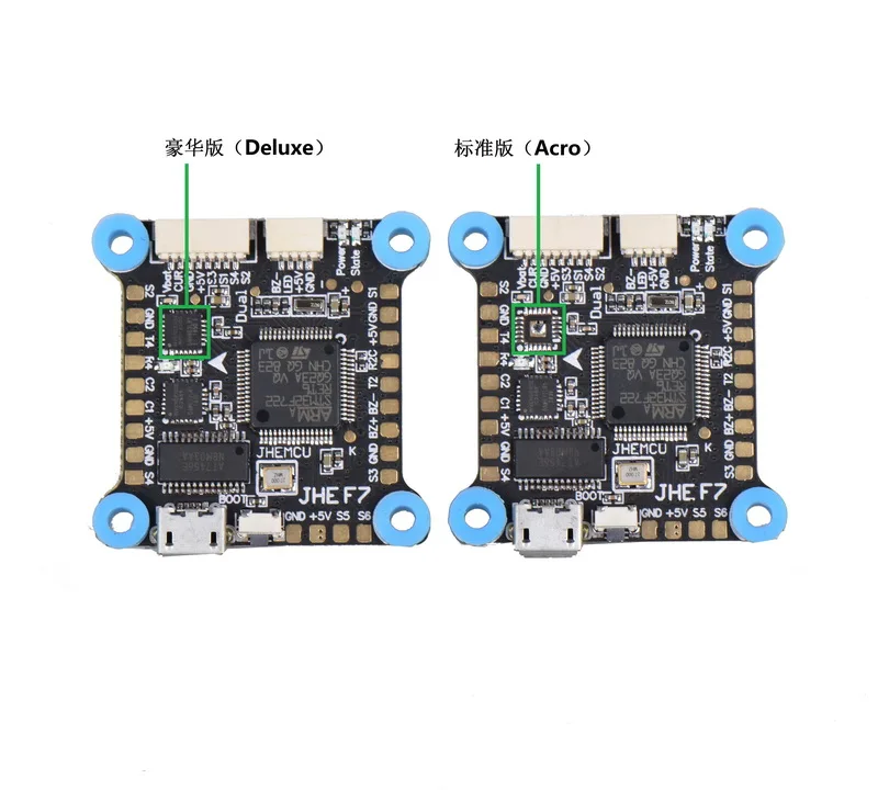 

JHEMCU F7 DUAL F722 OSD 5V/2A 8V/3A BEC BlackBox 2-6S Flight Controller Acro Deluxe 30X30mm for FPV Racing Drones DIY Parts