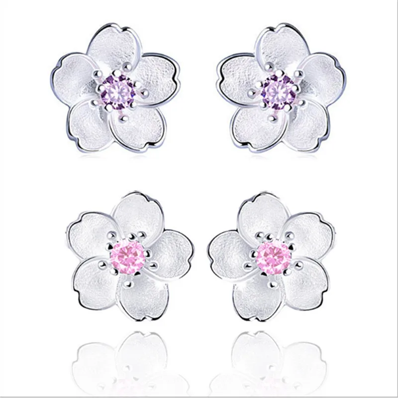 Женские серьги ювелирные изделия брендовые фиолетовые/розовые серьги-гвоздики с