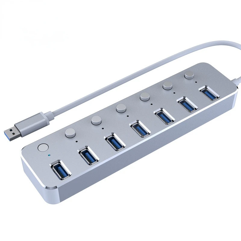 

Высокоскоростной разветвитель USB 3,0 с 7 портами, лучший разветвитель концентратора USB 3,0, переключатель питания EU/US для MacBook, ноутбука, ПК, комп...