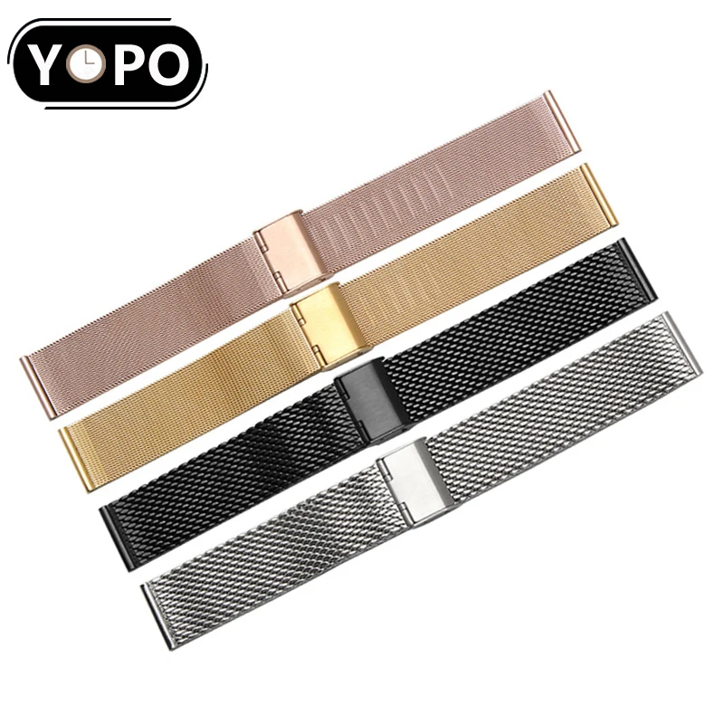 Ремешок Миланская сетка из нержавеющей стали для наручных часов быстросменный