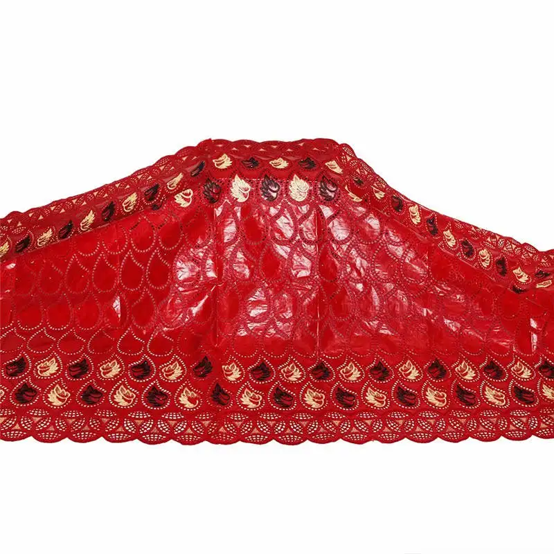 

African bazin riche fabric with brode Latest fashion embroidery bazin lace fabric with net lace 5 yards ! WX72653