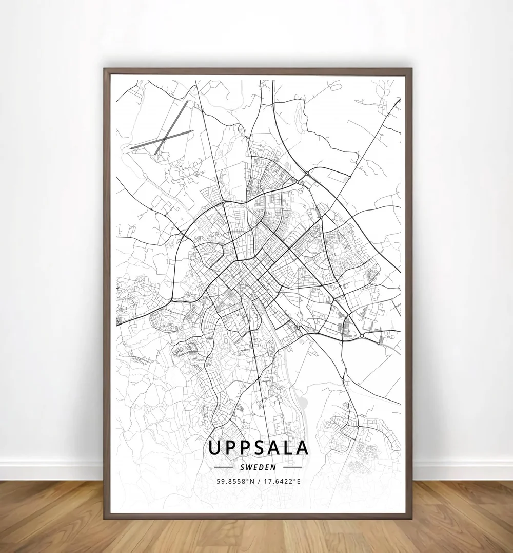 Uddewalla Vigo Umea Upplands Vasby Uppsala Valencia Valladolid Современная Карта города холст художественный