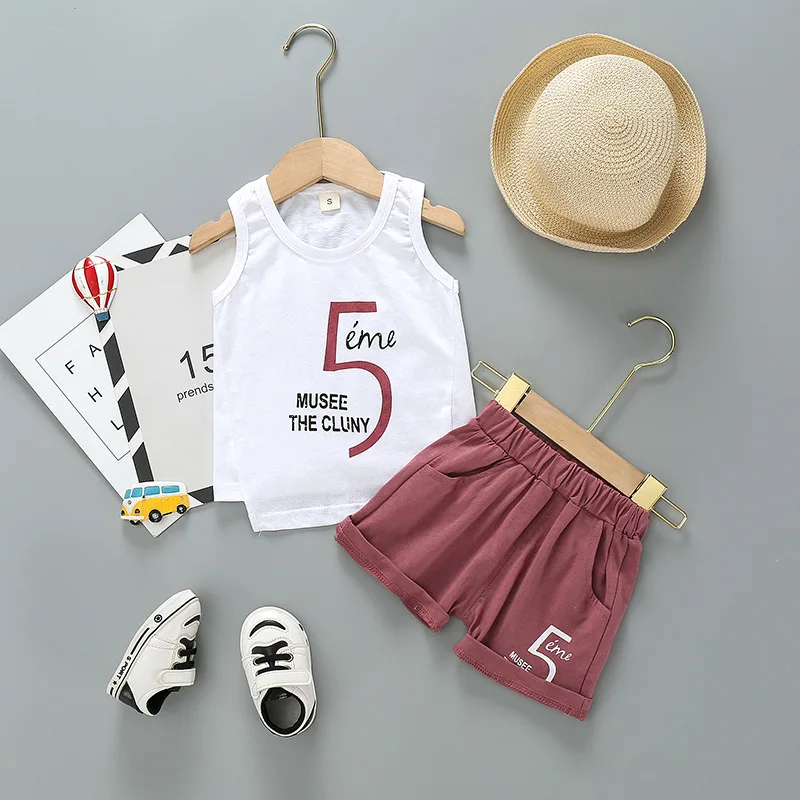 Summer Baby Boys Girls Clothes Children Letter Printed O-Neck Vest Shorts 2Pcs/sets Infant Outfit Kid Fashion Toddler Tracksuits | Детская