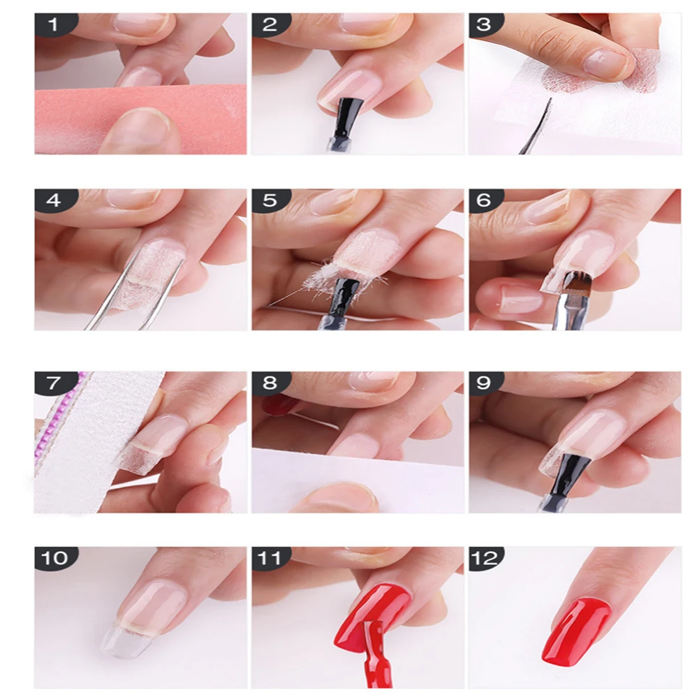 20PCS Fiber Glass Nail Extension for UV Gel Building French Manicure Acrylic Fiberglass Nail Forms Nail Art Tool Tips Silk Nails images - 5