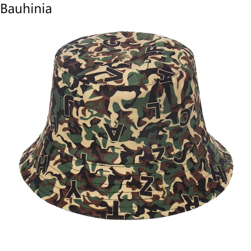 

Шляпа рыбака Bauhinia с камуфляжным принтом для мужчин и женщин, двусторонняя армейская Панама, военные Панамы, шляпы от солнца