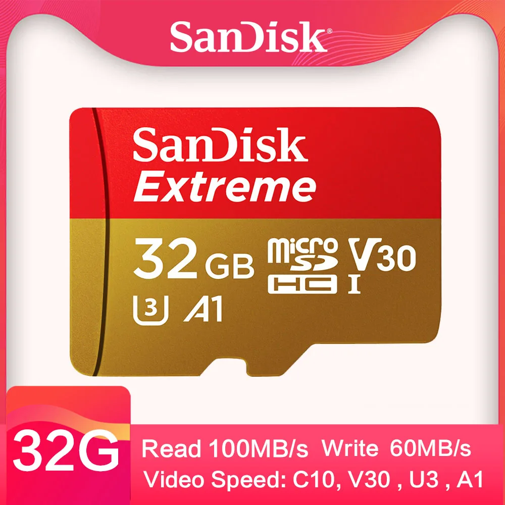 SDSQXNE-032G SanDisk Extreme microSDXC 32 Гб 64 Гб 128 ГБ 256G класс 10 microSD TF карта Поддержка официальной проверки C10 V30 U3 - Емкость: SDSQXNE-032G
