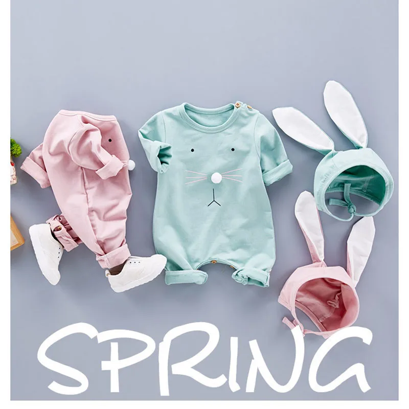 Заячьими ушками Стильная одежда для младенцев Одежда маленьких мальчиков детей