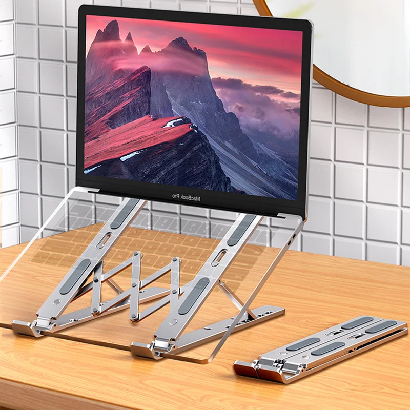 

Tablet Stand Aluminum Alloy Material Laptop Stand Silicone Non-Slip Heat Dissipation Folding Lightweight Notebook Computer Stand