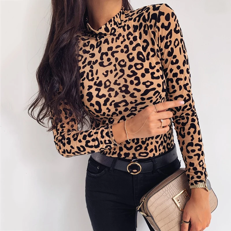 Осенний женский модный Повседневный Леопардовый свитер с круглым вырезом и