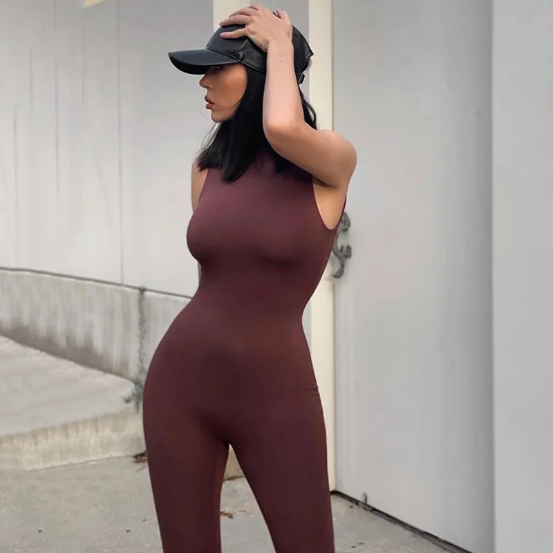 Женский обтягивающий комбинезон без рукавов ANJAMANOR летняя одежда для отдыха