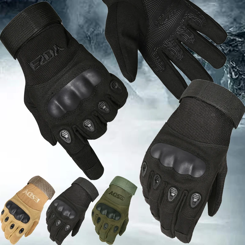 Тактические жесткие перчатки для пальцев мужские армейские военные боевые