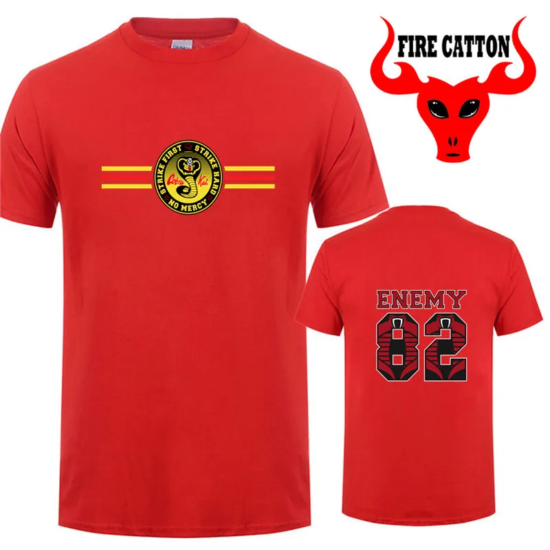 Новинка полосатая футболка с принтом &quotвраг-Кобра Кай&quot Футболка для мальчиков