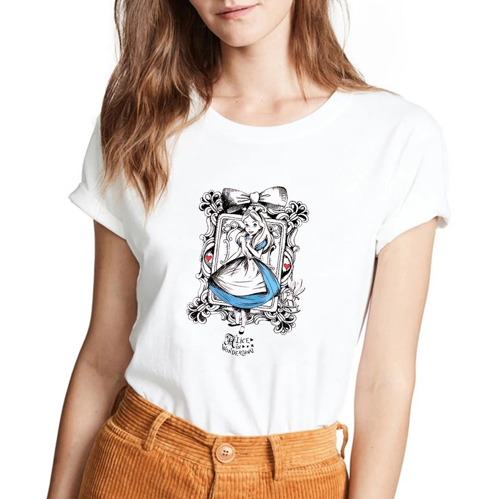 

Fashion T-shirt Female Disney T Shirt Women Harajuku Tee Alice In Wonderland Streetwear Clothes Ulzzang Tshirt Vintage Hip Hop