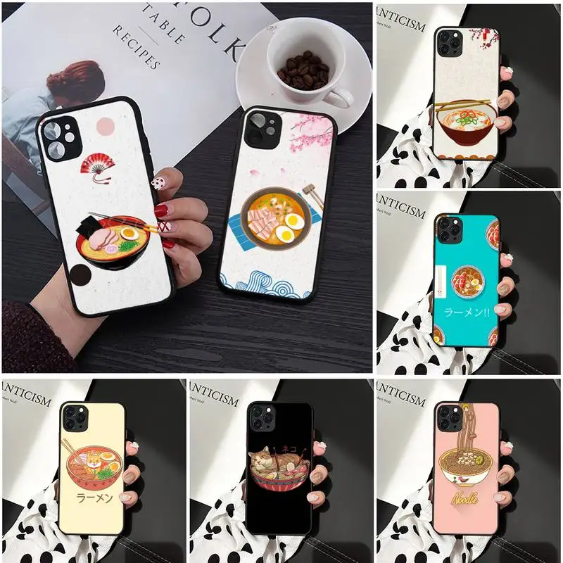 

Cute noodle cat food art cartoon Phone Case Matte Transparent for iPhone 7 8 11 12 s mini pro X XS XR MAX Plus cover funda